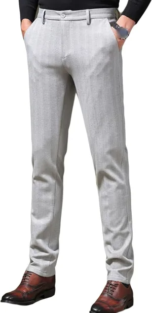 Men's Regular Fit Linen Suit Pant Slim Fit Stretch Dress Pant Loose Flat Front Dress Pant Chino Pant (32,Light Grey)