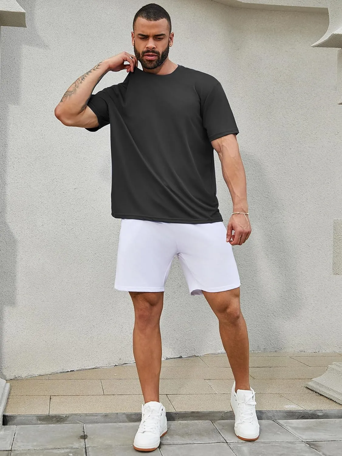 Mens Short Sleeve T-Shirts Casual Crew Neck Tee Shirt Summer Soft Running Swimming Cycling Fishing Tops