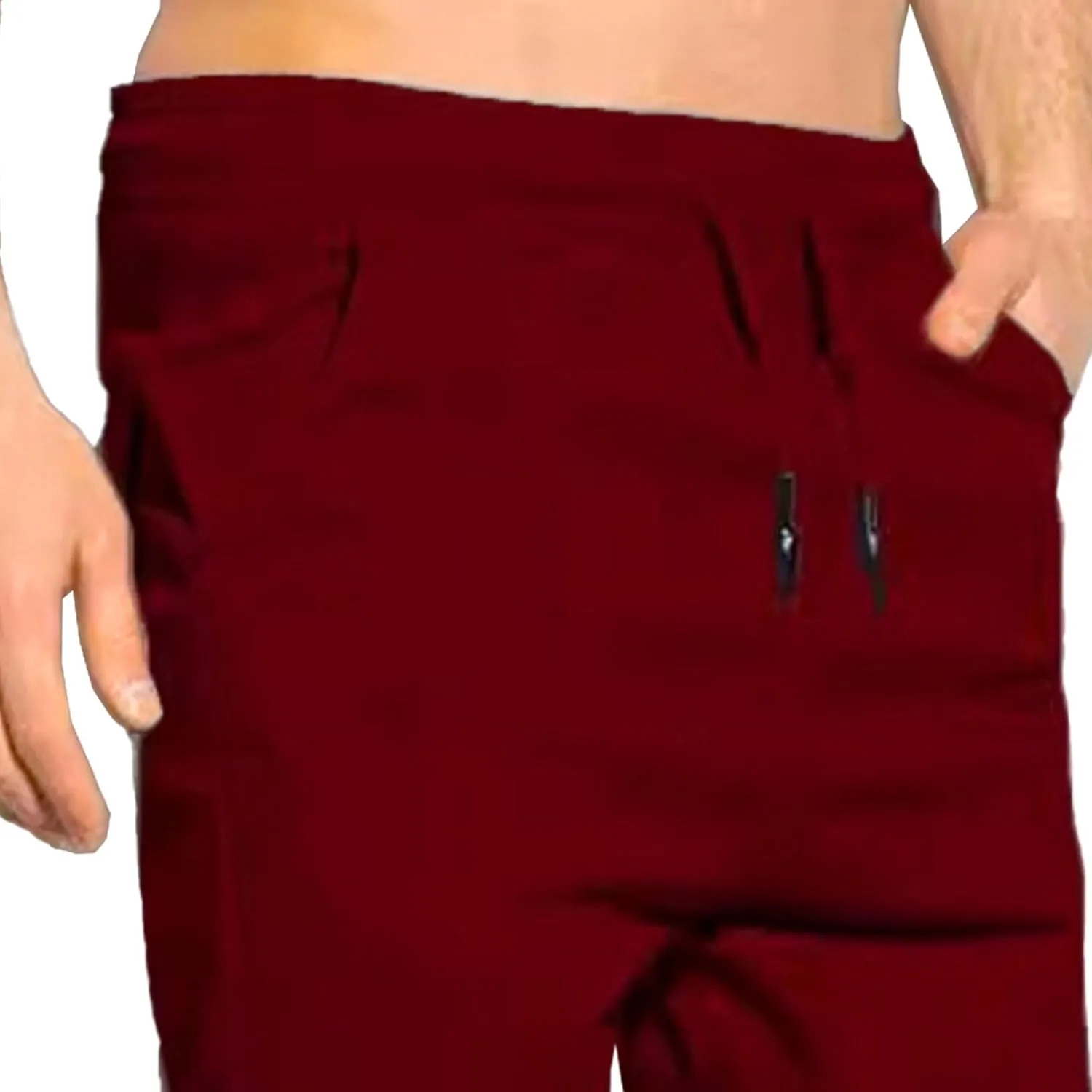 Men's Slim Fit Elastic Waist Running Pants Solid Cotton Jogging Trousers Drawstring Hiking Outdoor Sweatpants