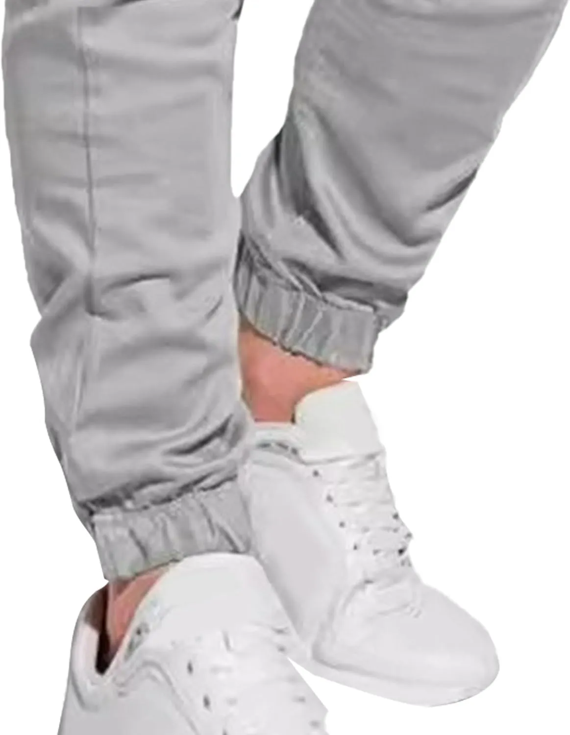 Men's Slim Fit Elastic Waist Running Pants Solid Cotton Jogging Trousers Drawstring Hiking Outdoor Sweatpants