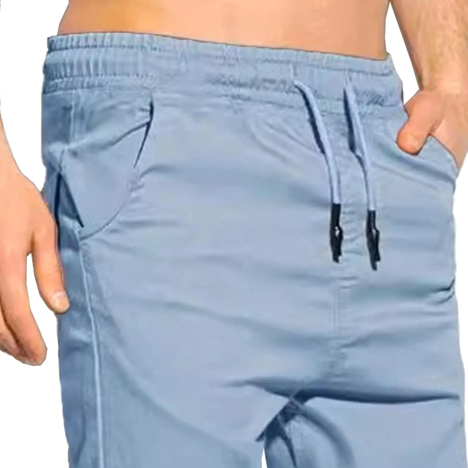 Men's Slim Fit Elastic Waist Running Pants Solid Cotton Jogging Trousers Drawstring Hiking Outdoor Sweatpants