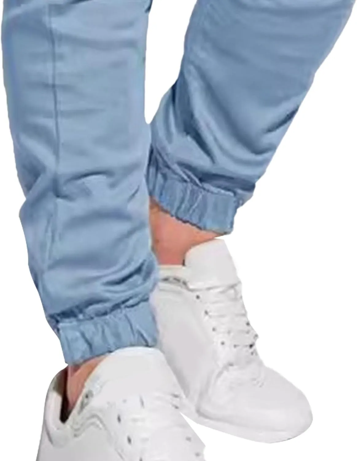 Men's Slim Fit Elastic Waist Running Pants Solid Cotton Jogging Trousers Drawstring Hiking Outdoor Sweatpants