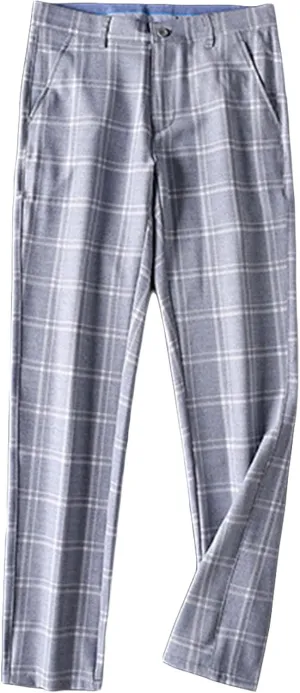 Men's Slim-Fit Flat-Front Dress Pant Straight Fit Plaid Stretch Skinny Casual Business Dress Chinos Pants (32,Light Blue)