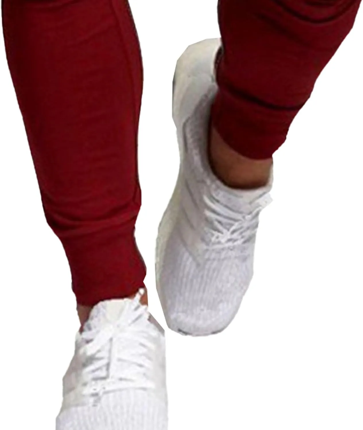 Men's Slim Fit Solid Drawstring Pants Cotton Casual Joggers Athletic Trousers Elastic Waist Stretch Hiking Sweatpants