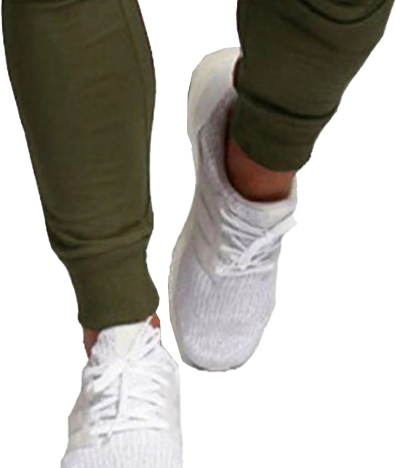 Men's Slim Fit Solid Drawstring Pants Cotton Casual Joggers Athletic Trousers Elastic Waist Stretch Hiking Sweatpants