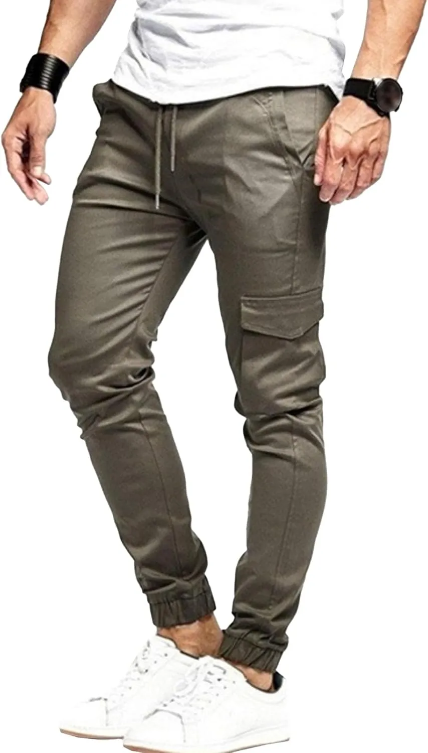 Men's Slim Fit Solid Lightweight Joggers Pants Casual Drawstring Outdoor Trousers Comfort Solid Hiking Sweatpants