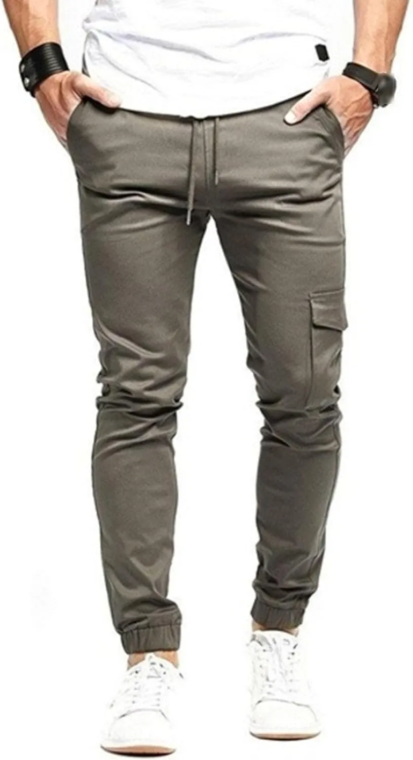 Men's Slim Fit Solid Lightweight Joggers Pants Casual Drawstring Outdoor Trousers Comfort Solid Hiking Sweatpants