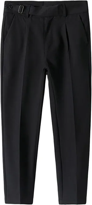 Men's Slim Fit Stretch Dress Pants Skinny Fit Flat Front Suit Pants Plaid Business Chino Pants with Pockets (40,Black)