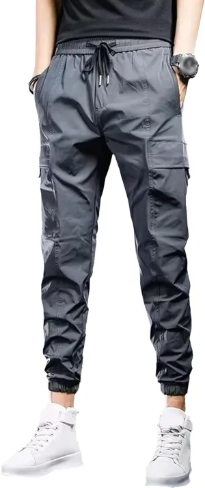 Men's Slim Fit Stylish Casual Cargo Pants Stretch Elastic Waist Outdoor Trousers Comfort Work Solid Summer Pants