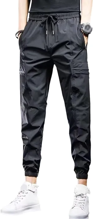 Men's Slim Fit Stylish Casual Cargo Pants Stretch Elastic Waist Outdoor Trousers Comfort Work Solid Summer Pants