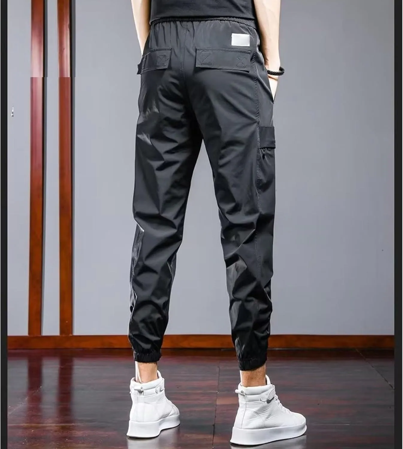 Men's Slim Fit Stylish Casual Cargo Pants Stretch Elastic Waist Outdoor Trousers Comfort Work Solid Summer Pants