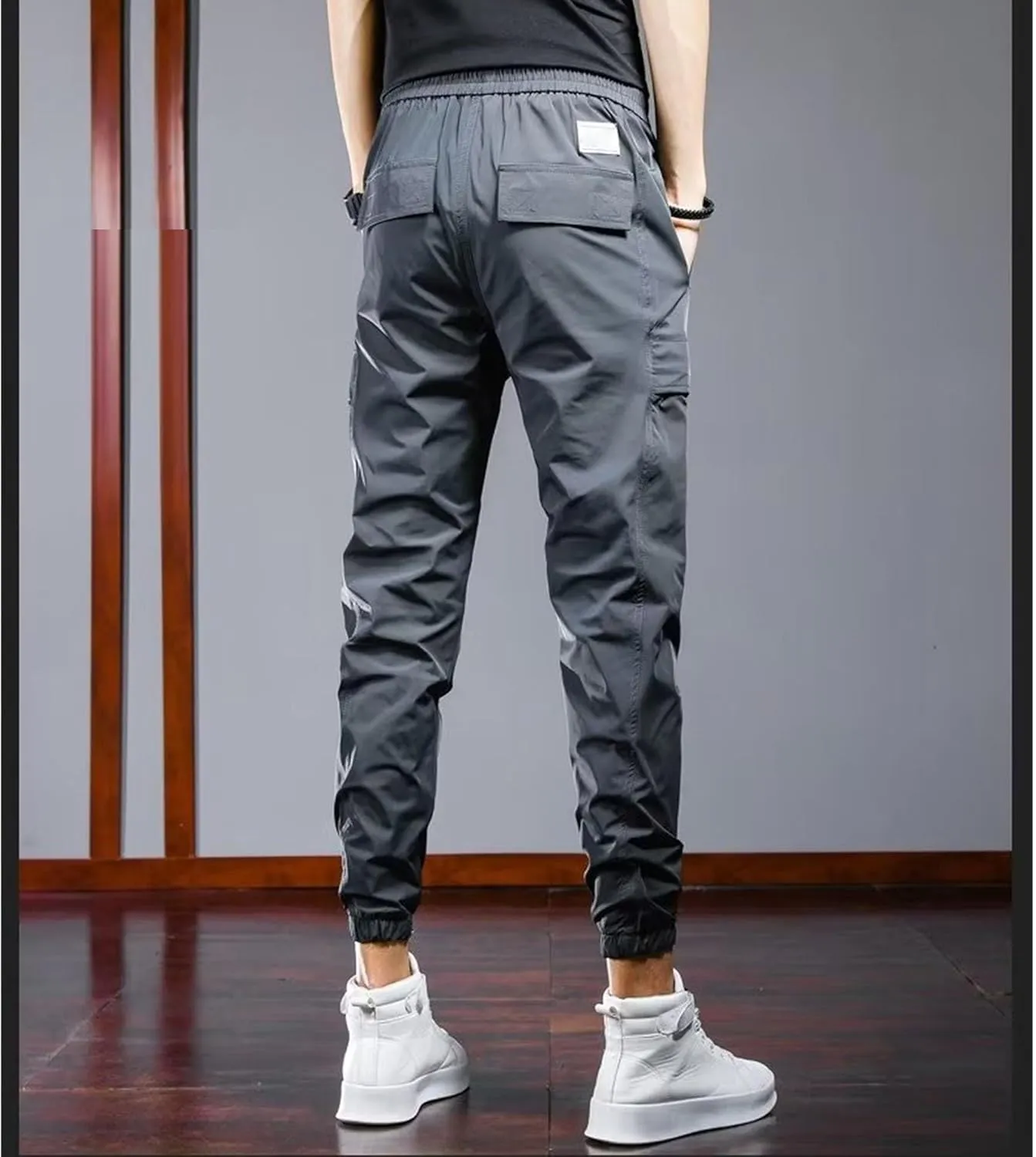Men's Slim Fit Stylish Casual Cargo Pants Stretch Elastic Waist Outdoor Trousers Comfort Work Solid Summer Pants