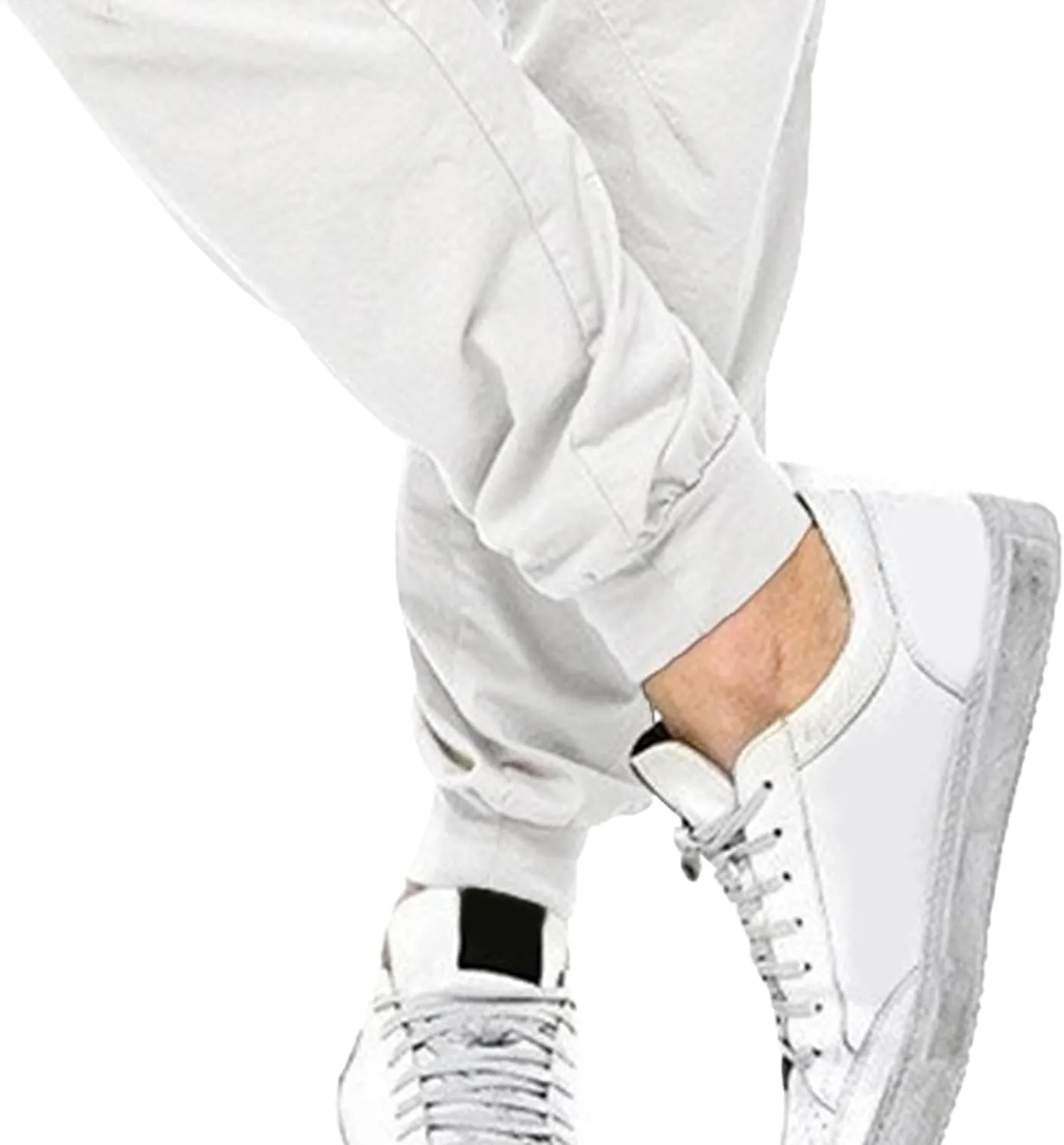 Men's Slim Fit Stylish Outdoor Pants Casual Drawstring Work Trousers Elastic Waist Solid Cargo Sweatpants