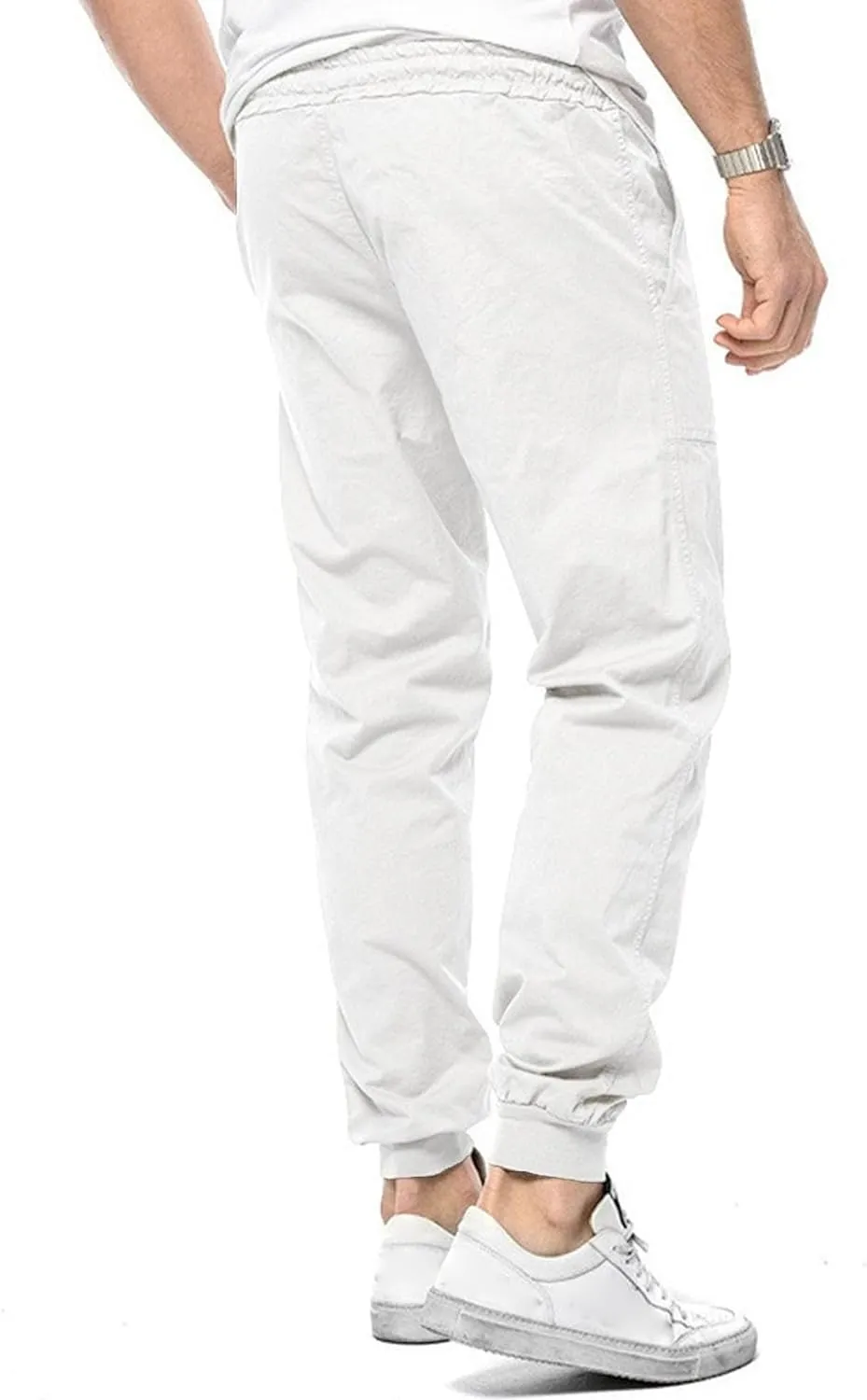 Men's Slim Fit Stylish Outdoor Pants Casual Drawstring Work Trousers Elastic Waist Solid Cargo Sweatpants
