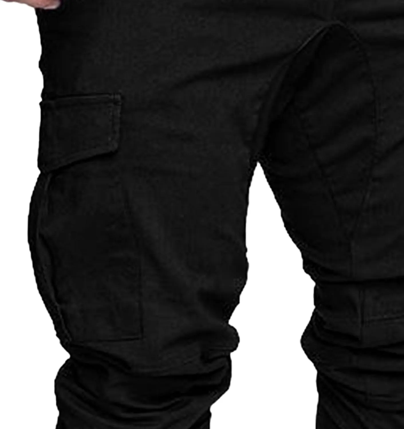 Men's Solid Drawstring Comfort Joggers Pants Casual Elastic Waist Cargo Trousers Cotton Baggy Work Hiking Pants