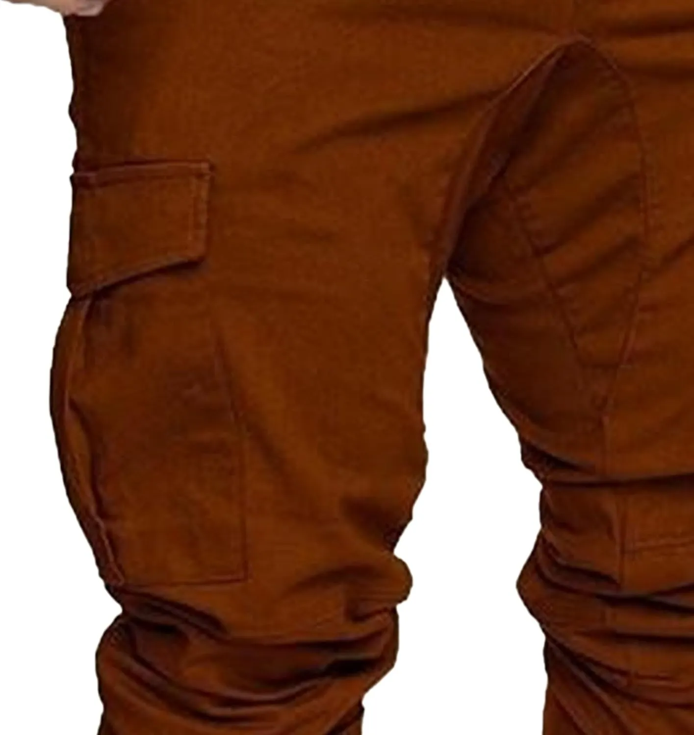 Men's Solid Drawstring Comfort Joggers Pants Casual Elastic Waist Cargo Trousers Cotton Baggy Work Hiking Pants