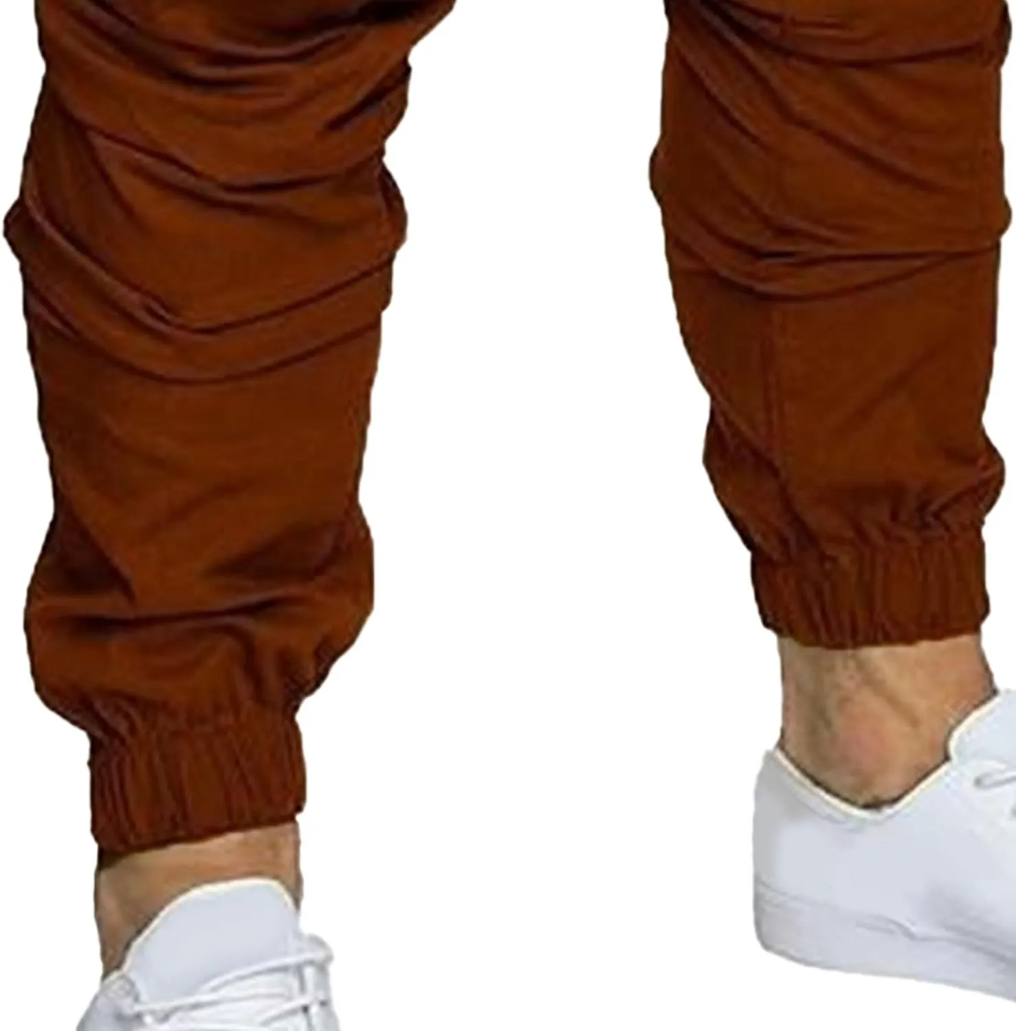 Men's Solid Drawstring Comfort Joggers Pants Casual Elastic Waist Cargo Trousers Cotton Baggy Work Hiking Pants