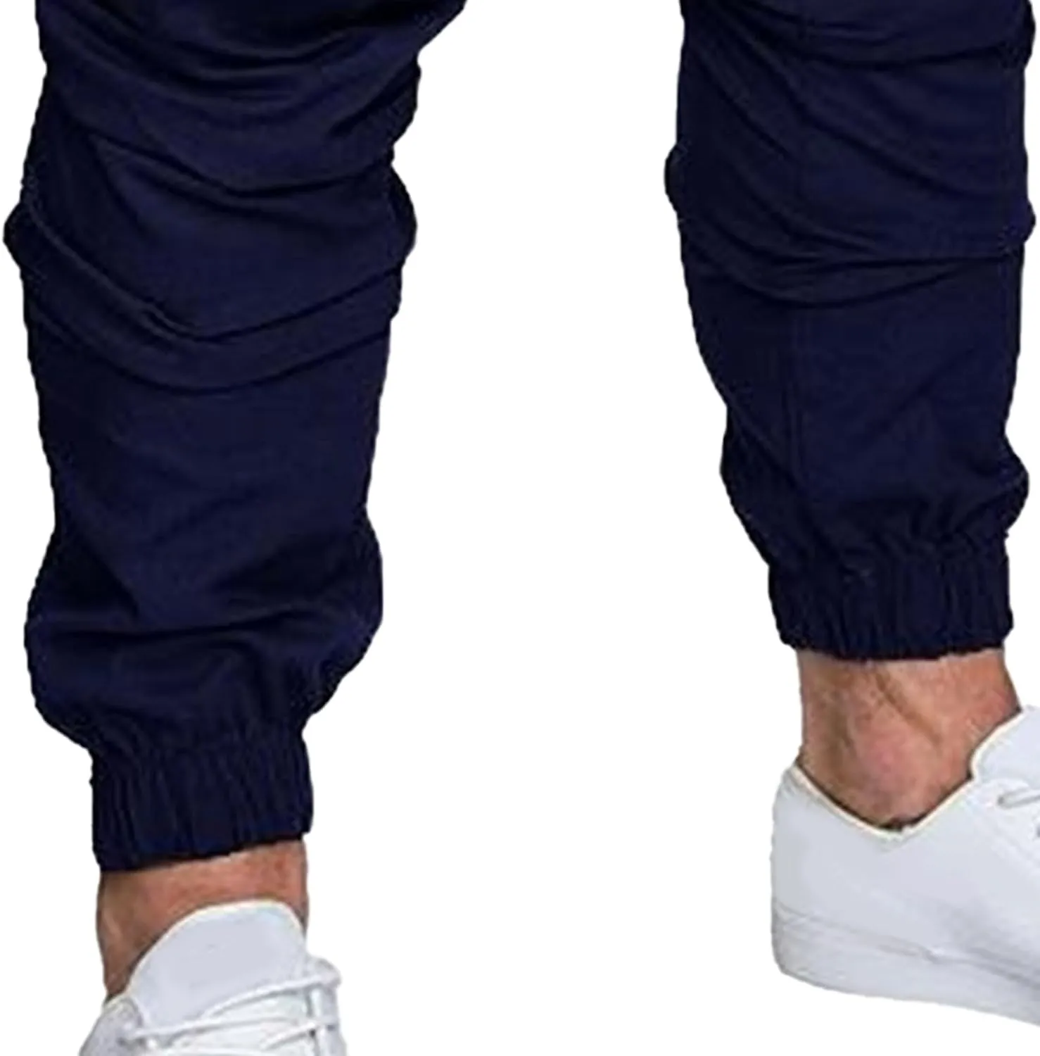 Men's Solid Drawstring Comfort Joggers Pants Casual Elastic Waist Cargo Trousers Cotton Baggy Work Hiking Pants