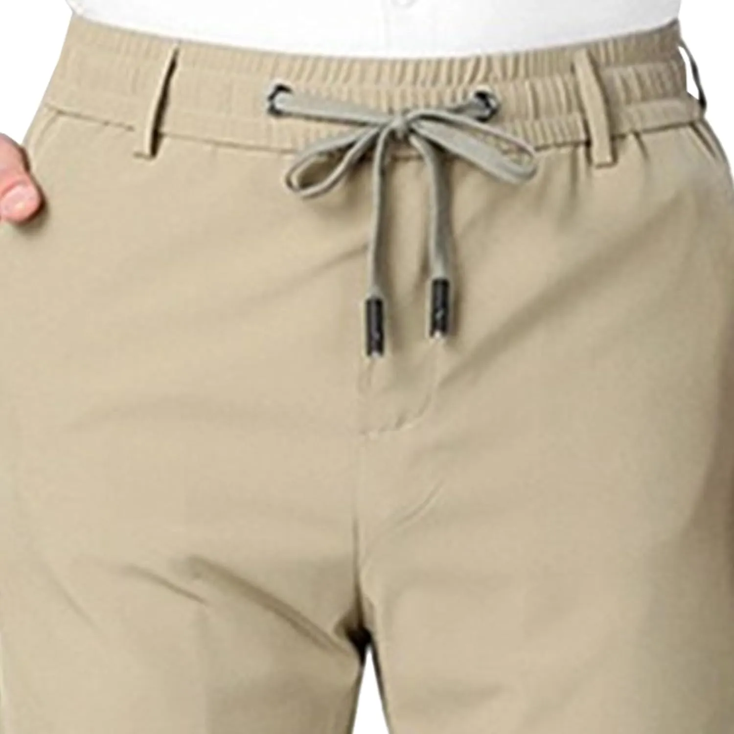 Men's Stretch Casual Straight Leg Dress Pants Drawstring Elastic Waist Solid Trousers Quick Dry Summer Outdoor Pants