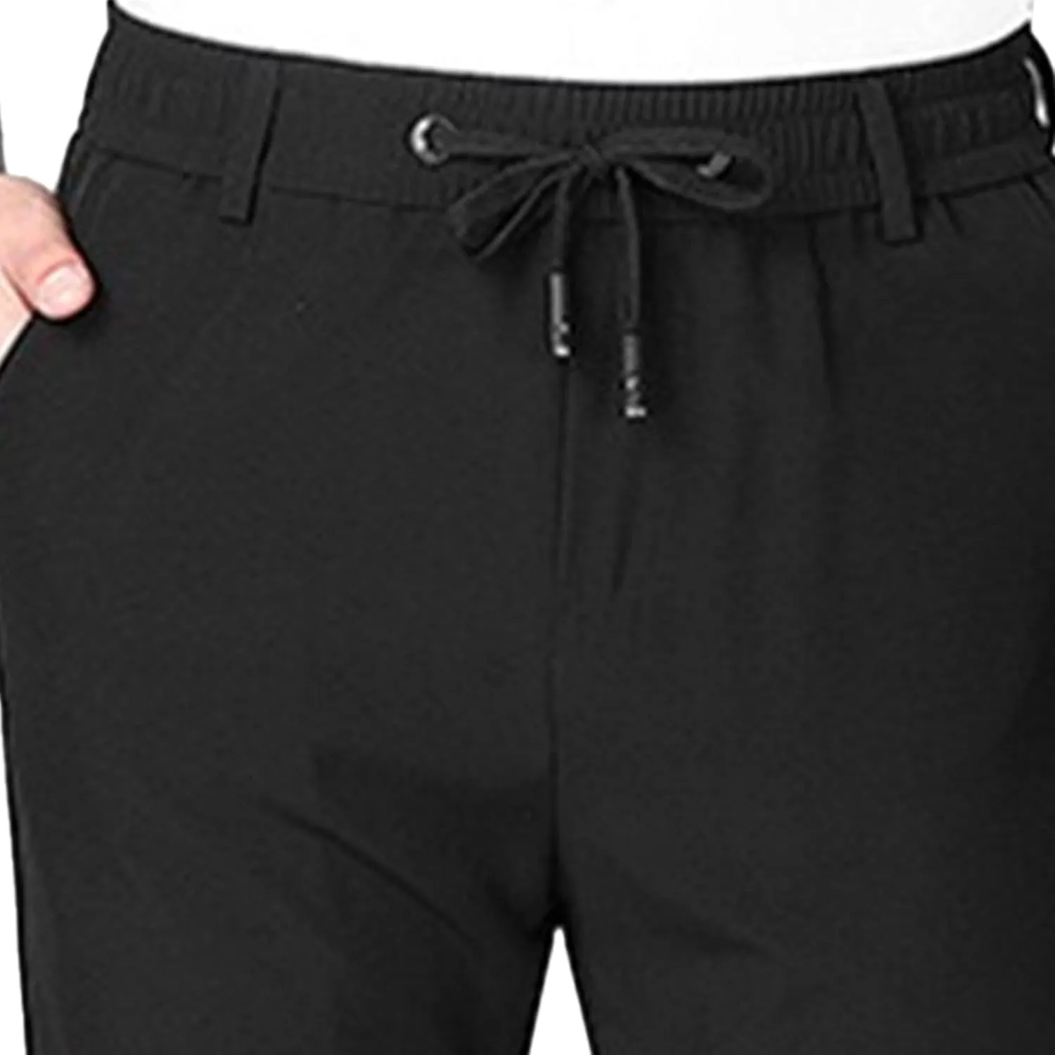 Men's Stretch Casual Straight Leg Dress Pants Drawstring Elastic Waist Solid Trousers Quick Dry Summer Outdoor Pants