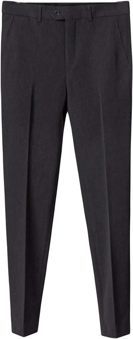 Men's Stretch Dress Pants Slim Fit Skinny Suit Pants Casual Fashion Retro Tapered Business Dress Chino Pants (28,Dark Grey)