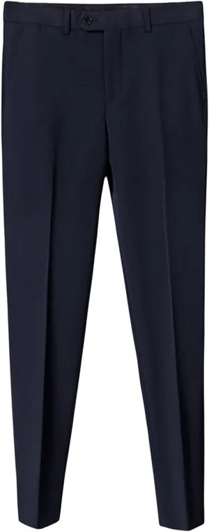 Men's Stretch Dress Pants Slim Fit Skinny Suit Pants Casual Fashion Retro Tapered Business Dress Chino Pants (32,Dark Blue)