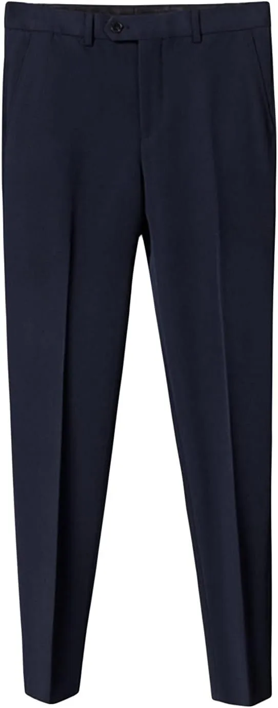 Men's Stretch Dress Pants Slim Fit Skinny Suit Pants Casual Fashion Retro Tapered Business Dress Chino Pants (32,Dark Blue)