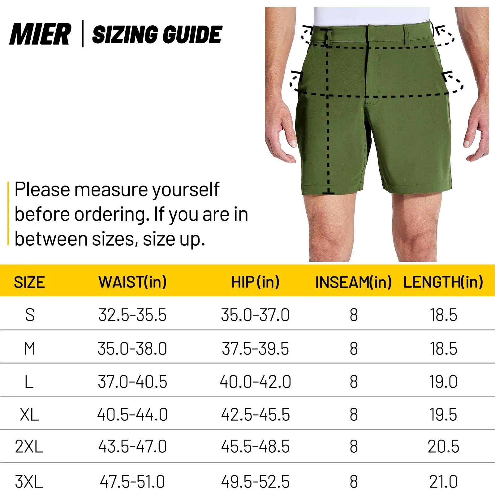 Men's Stretch Golf Shorts 5 Pockets 8" Quick Dry Shorts
