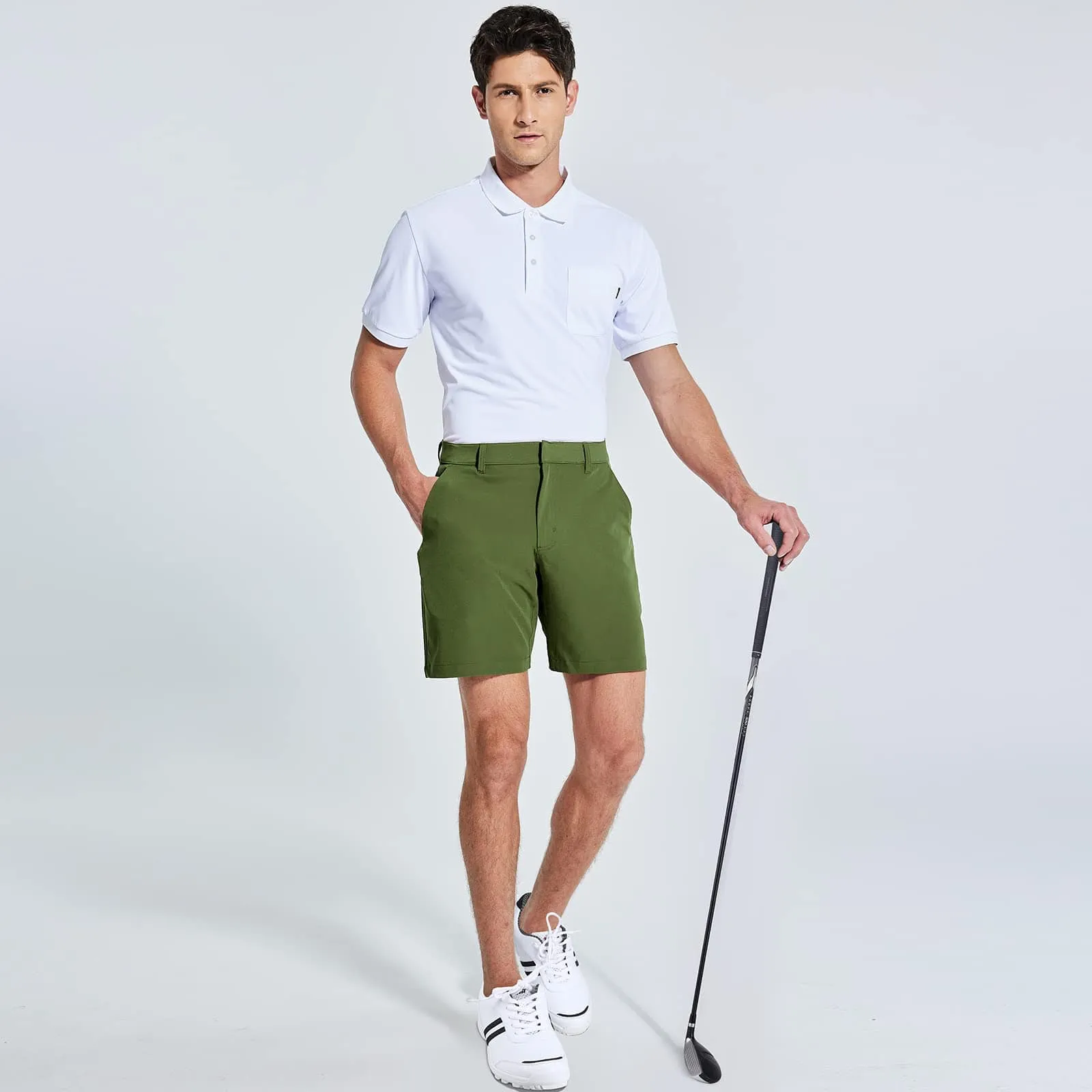 Men's Stretch Golf Shorts 5 Pockets 8" Quick Dry Shorts