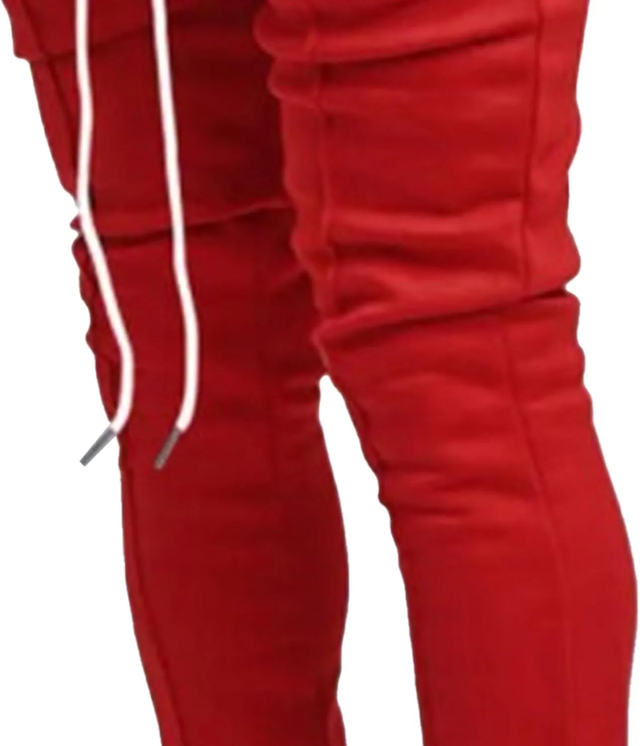 Men's Stylish Slim Fit Streetwear Pants Drawstring Casual Tapered Trousers Solid Elastic Waist Outdoor Pants