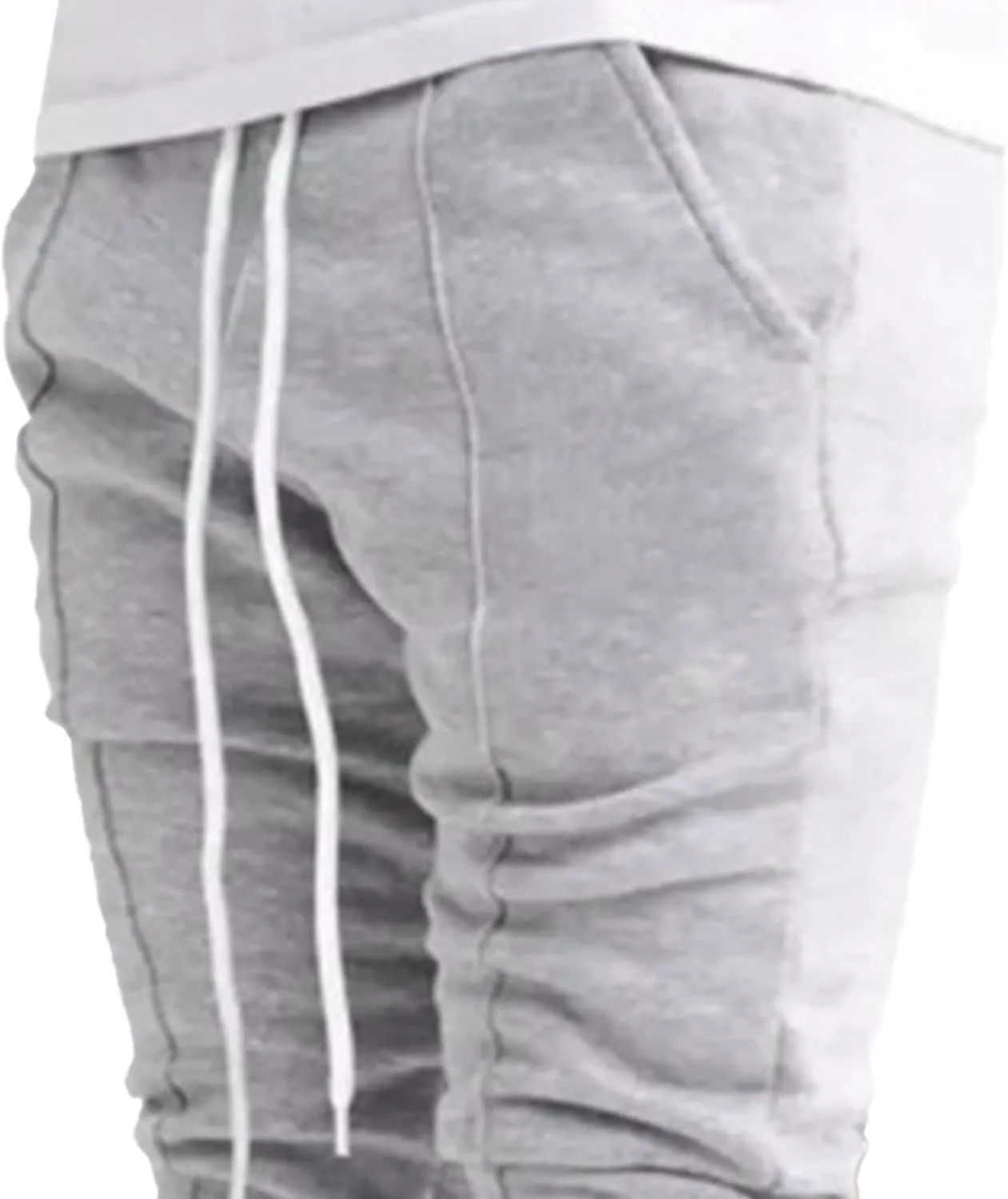 Men's Stylish Slim Fit Streetwear Pants Drawstring Casual Tapered Trousers Solid Elastic Waist Outdoor Pants