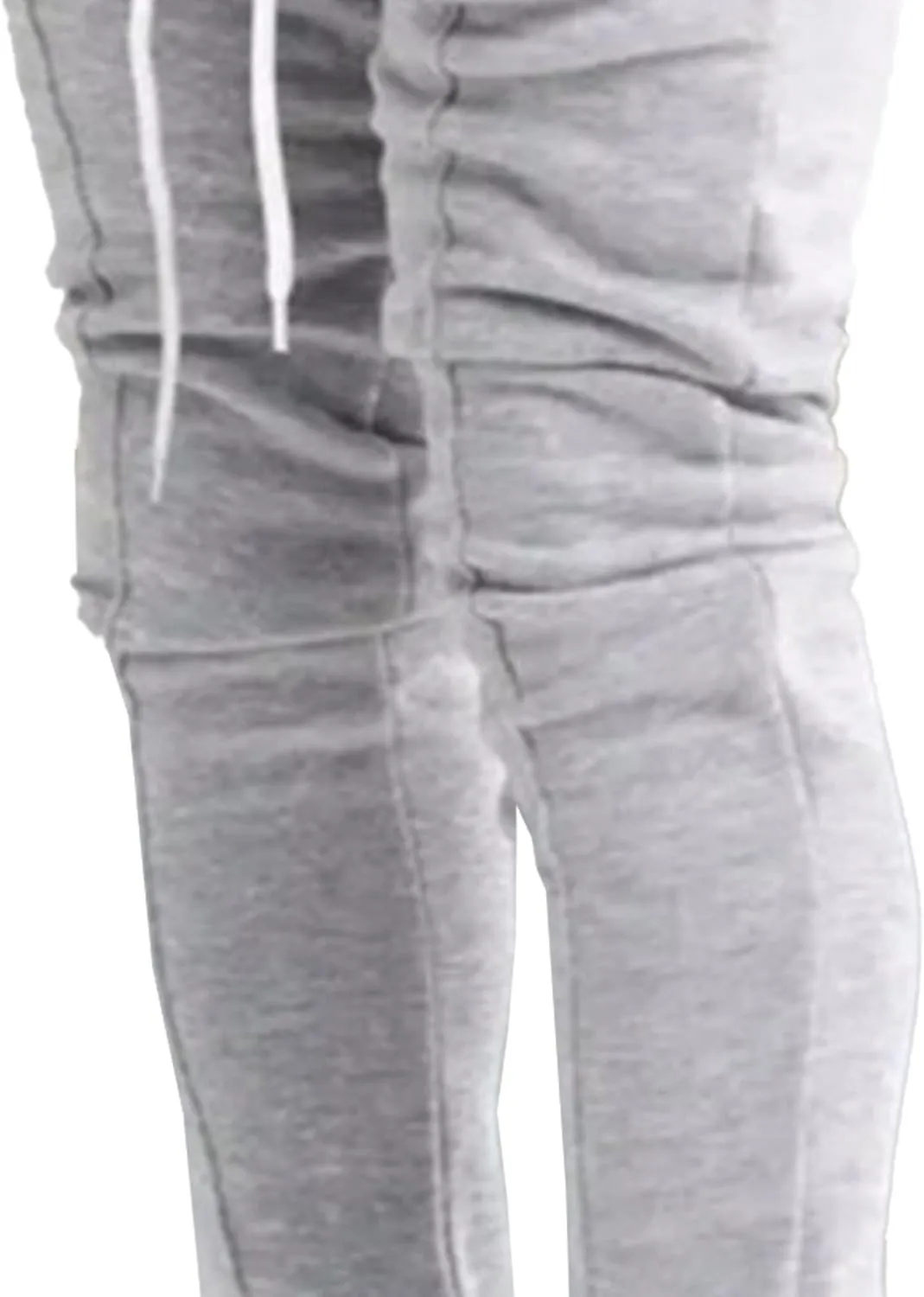 Men's Stylish Slim Fit Streetwear Pants Drawstring Casual Tapered Trousers Solid Elastic Waist Outdoor Pants