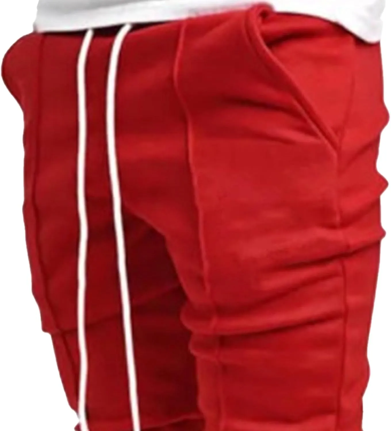 Men's Stylish Slim Fit Streetwear Pants Drawstring Casual Tapered Trousers Solid Elastic Waist Outdoor Pants