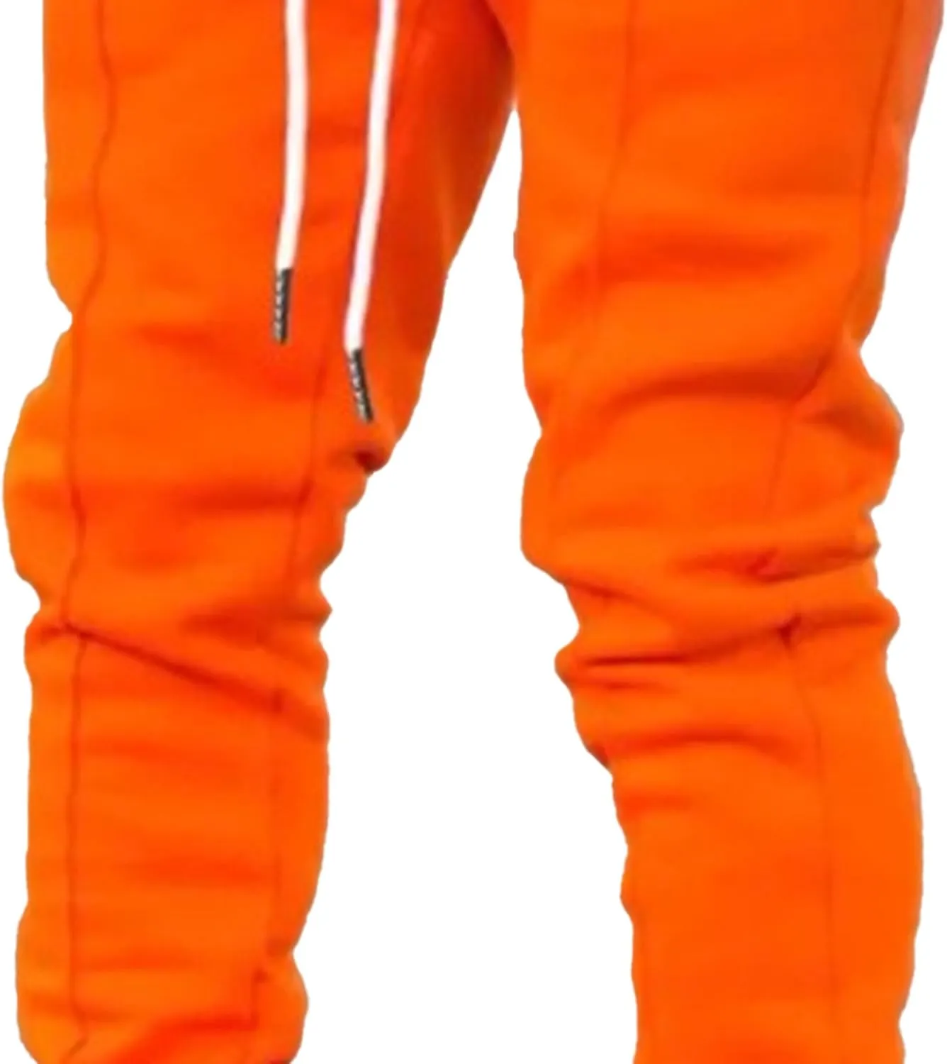 Men's Stylish Slim Fit Streetwear Pants Drawstring Casual Tapered Trousers Solid Elastic Waist Outdoor Pants