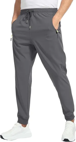 Men's Summer Drawstring Joggers Pants Stretch Elastic Waist Hiking Trousers Casual Solid Slim Fit Outdoor Pants