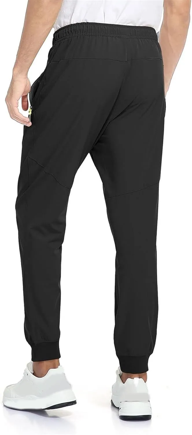 Men's Summer Drawstring Joggers Pants Stretch Elastic Waist Hiking Trousers Casual Solid Slim Fit Outdoor Pants