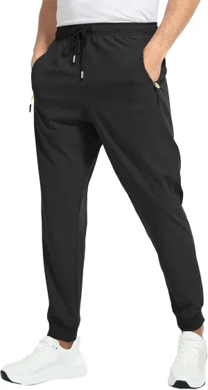 Men's Summer Drawstring Joggers Pants Stretch Elastic Waist Hiking Trousers Casual Solid Slim Fit Outdoor Pants