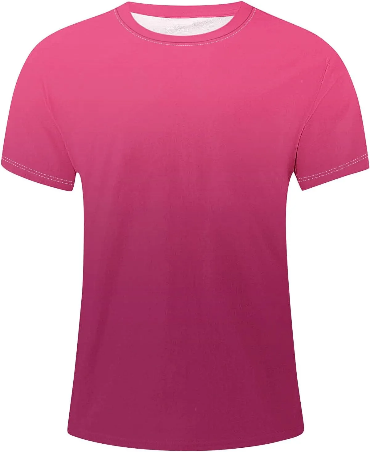 Mens Summer Shirt Causal Short Sleeve Gradient Color Fashion Top Lightweight Crewneck Shirts Gym Workout Pullover