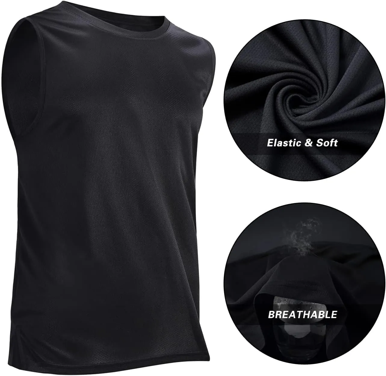 Mens Tank Tops 3 Pack,Quick Dry Gym Sleeveless Muscle T Shirts for Men's Fitness