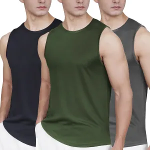 Mens Tank Tops 3 Pack,Quick Dry Gym Sleeveless Muscle T Shirts for Men's Fitness
