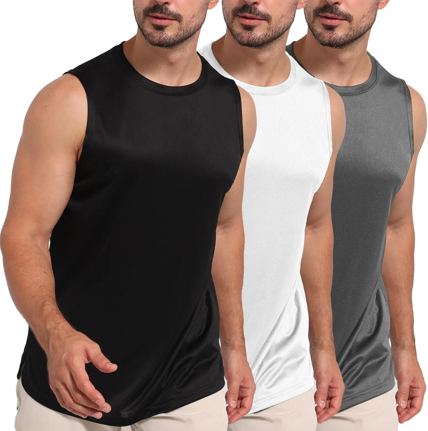 Mens Tank Tops Muscle Athletic Quick Dry Sleeveless Workout Fitness T Shirts for Men