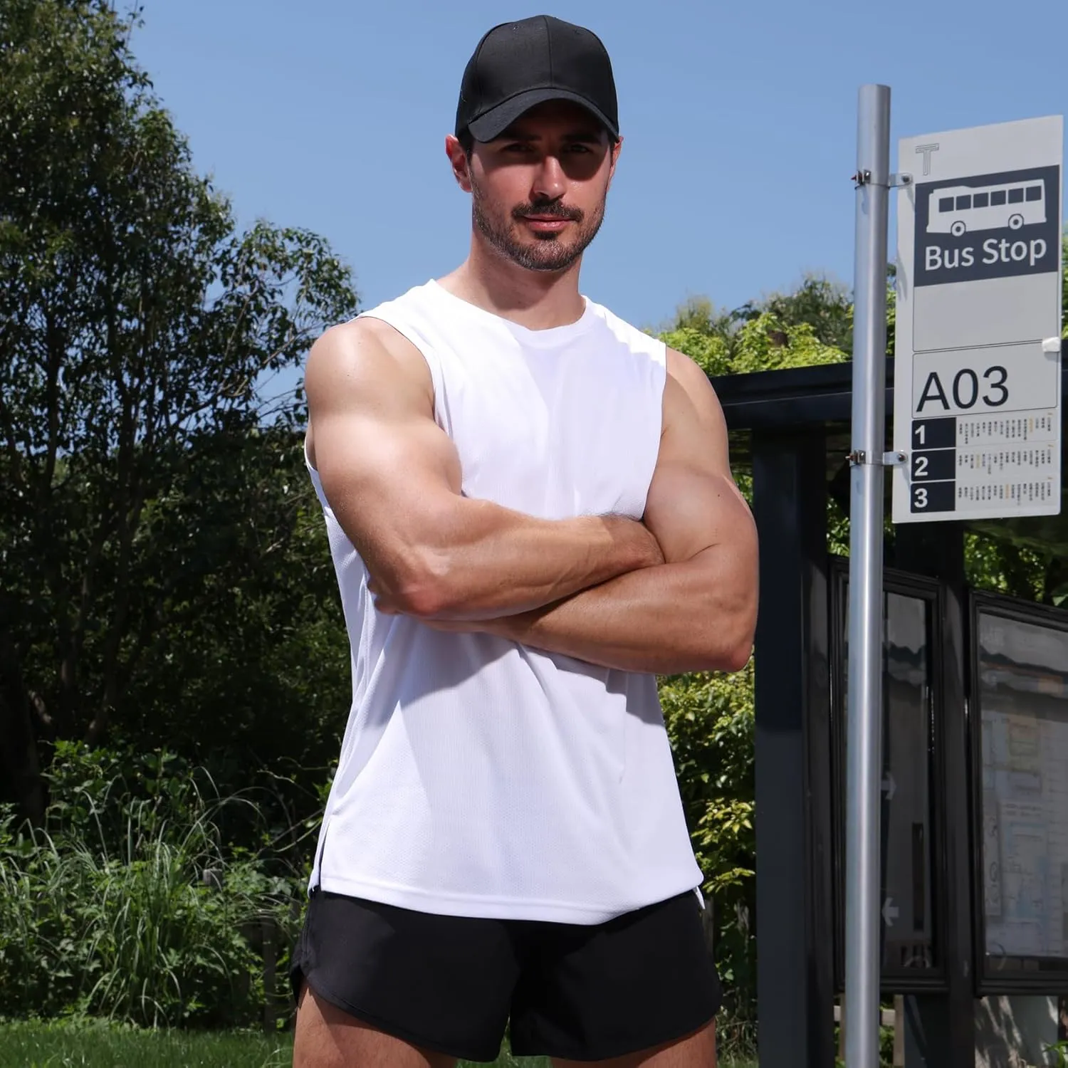 Mens Tank Tops Muscle Athletic Quick Dry Sleeveless Workout Fitness T Shirts for Men
