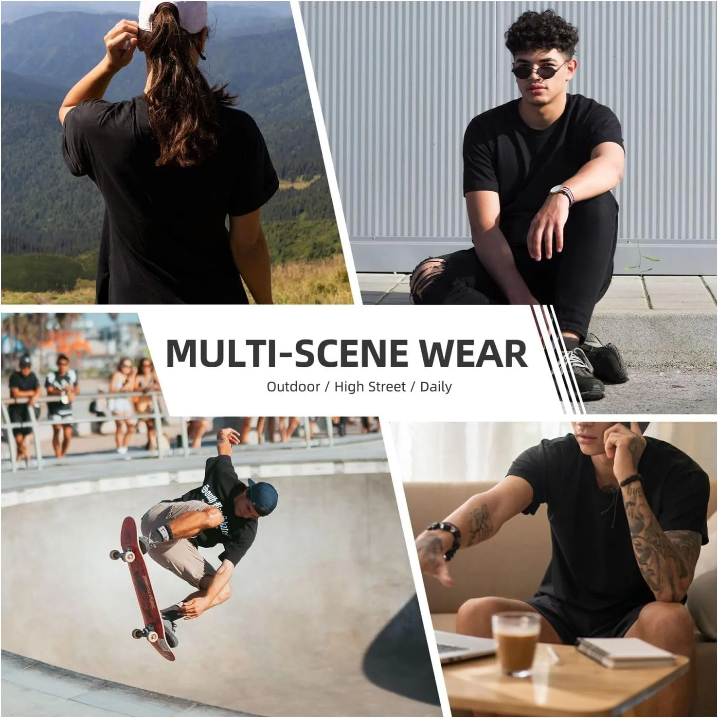 Men's Vintage Oversized Drop Shoulder Fashion T Shirts Loose Wash Solid Tee Tops