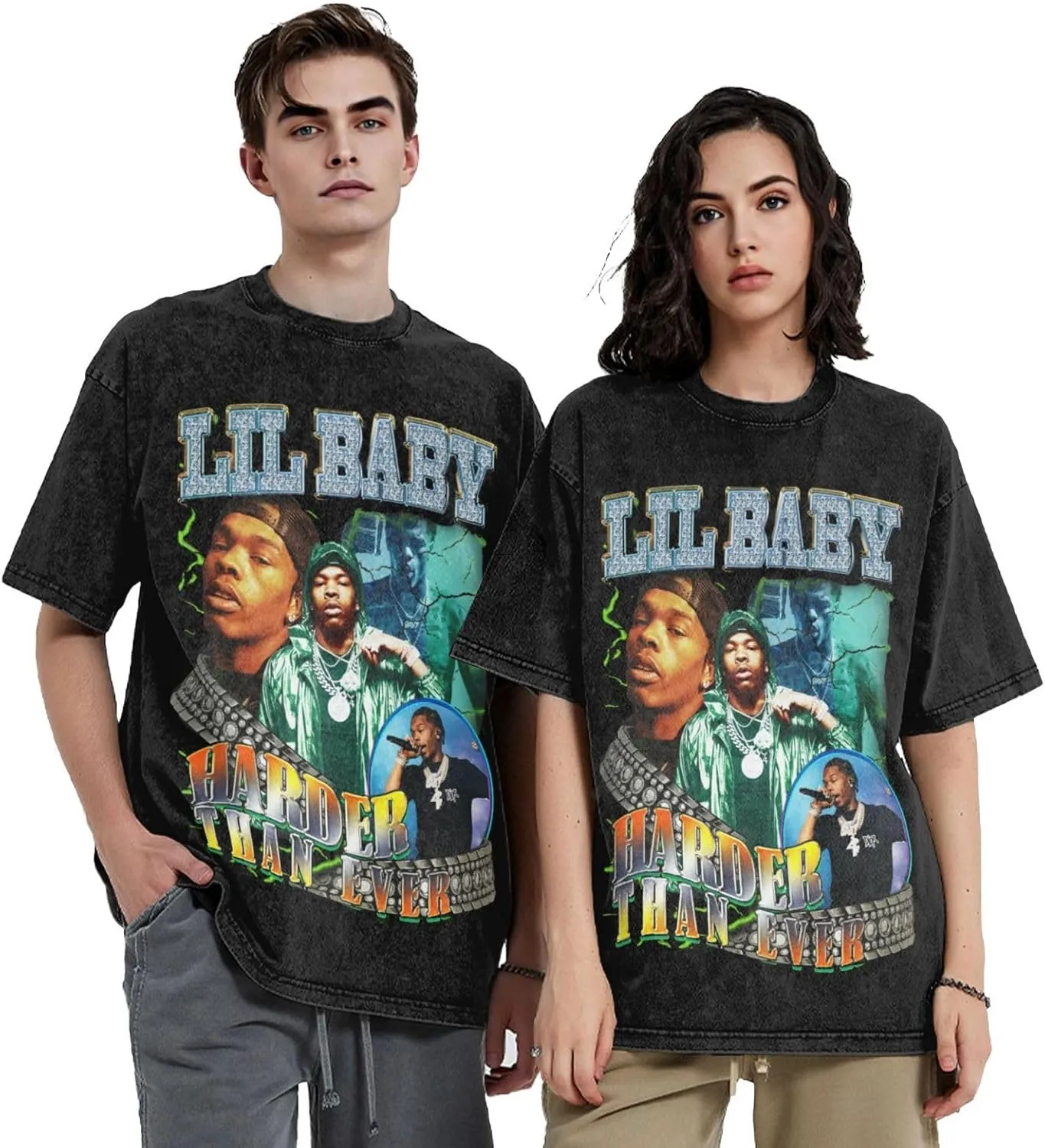 Mens Vintage Oversized Drop Shoulder Novelty T-Shirts Loose Wash Solid Tee Tops