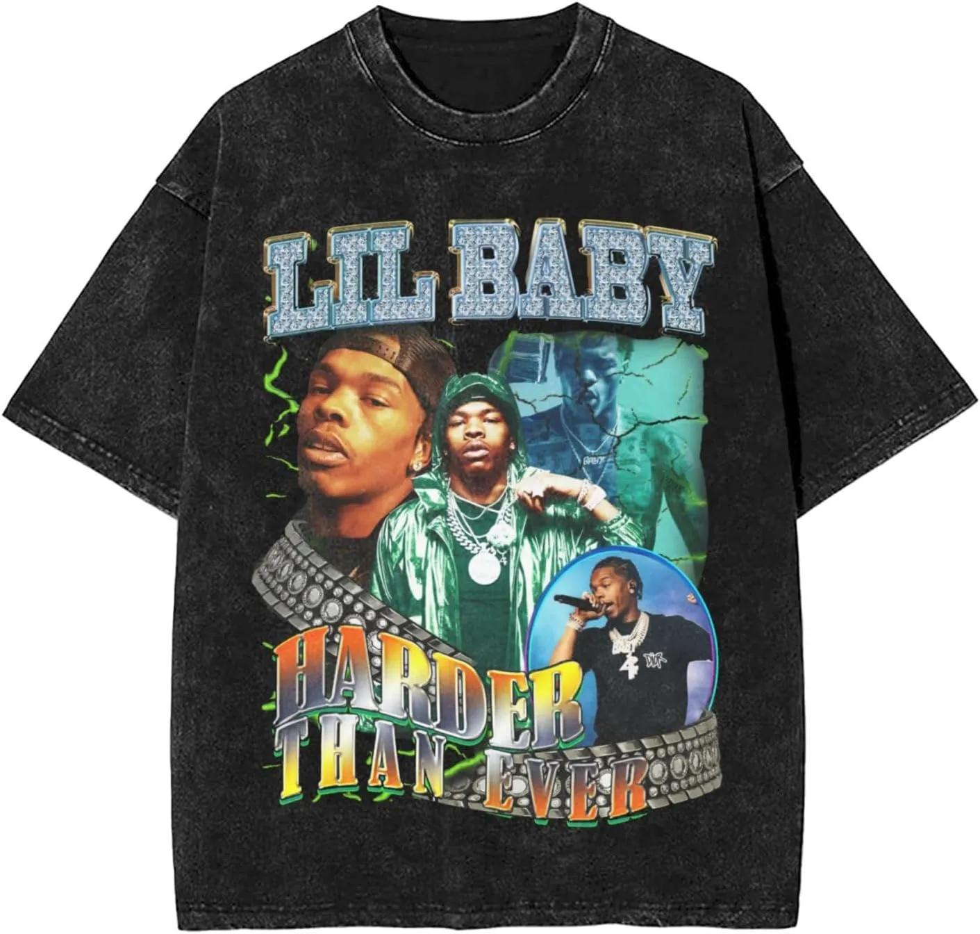 Mens Vintage Oversized Drop Shoulder Novelty T-Shirts Loose Wash Solid Tee Tops
