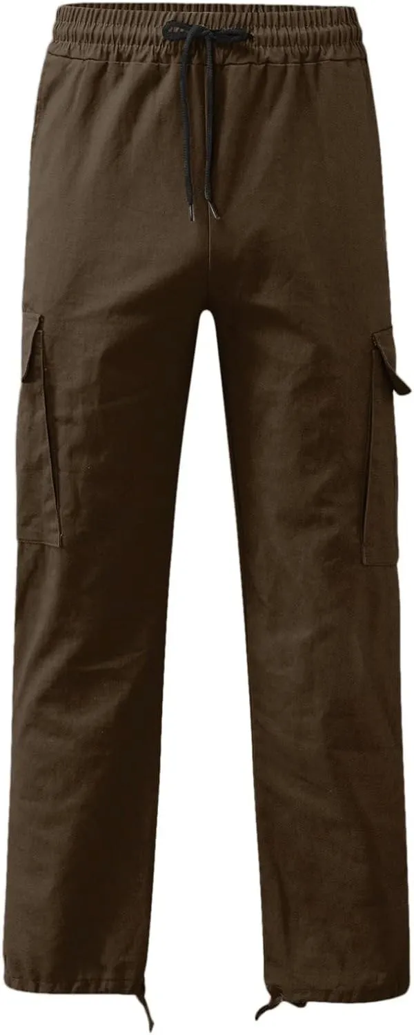 Mens Workout Cargo Sweatpants Pants Stretch Slim Fit Workout Bodybuilding Sweatpants Work Pants for Men with Pockets