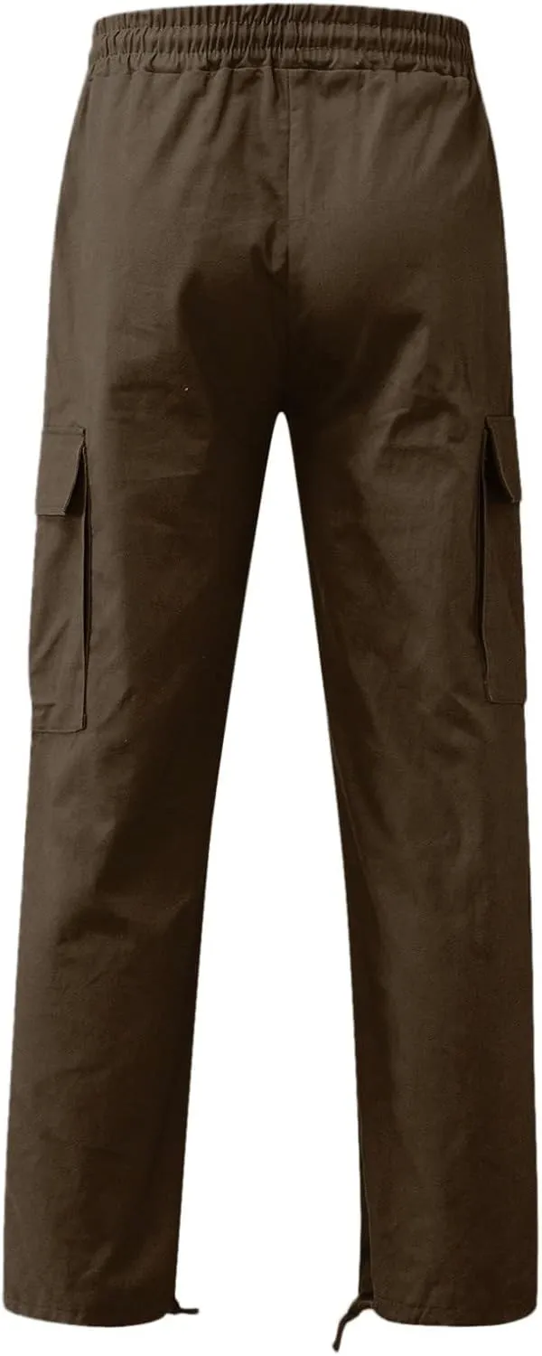 Mens Workout Cargo Sweatpants Pants Stretch Slim Fit Workout Bodybuilding Sweatpants Work Pants for Men with Pockets