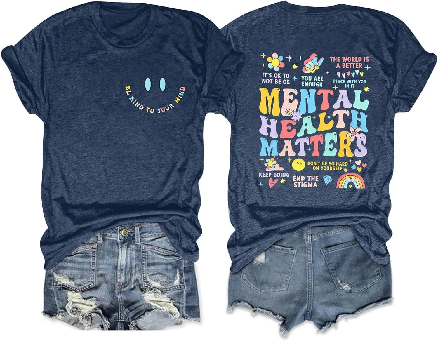 Mental Health Matters Shirt Women Mental Illness Awareness T-Shirts Inspirational Positive Tee Tops