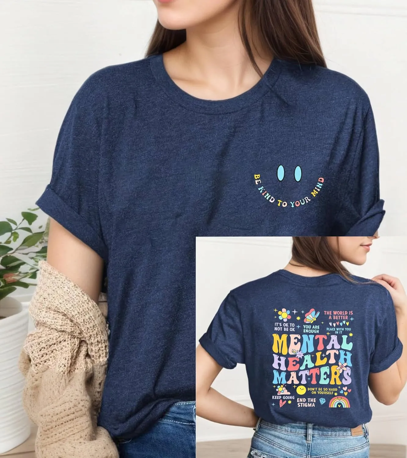 Mental Health Matters Shirt Women Mental Illness Awareness T-Shirts Inspirational Positive Tee Tops