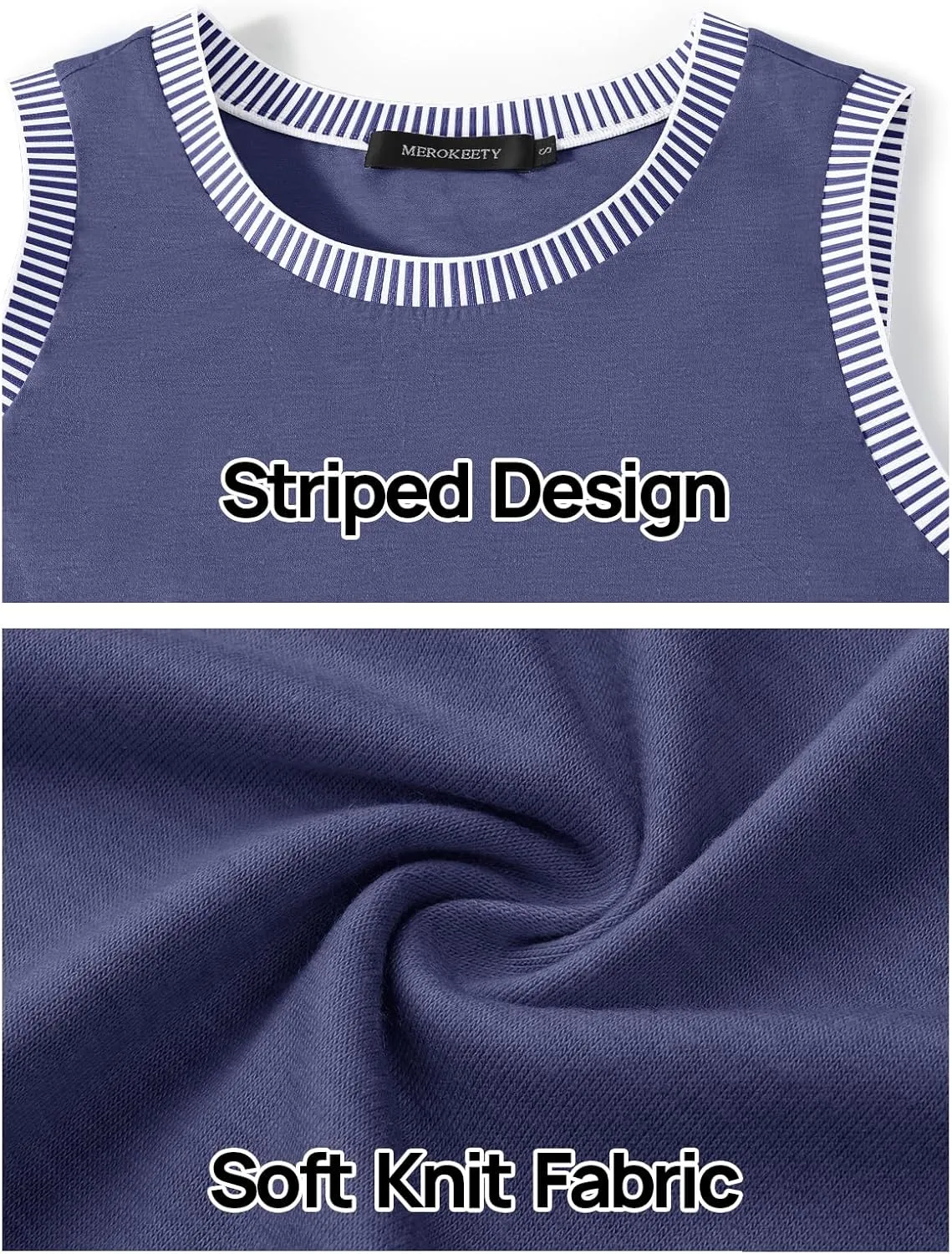 MEROKEETY Women's 2025 Summer Casual Sleeveless Tank Top Crew Neck Striped Color Block T Shirts